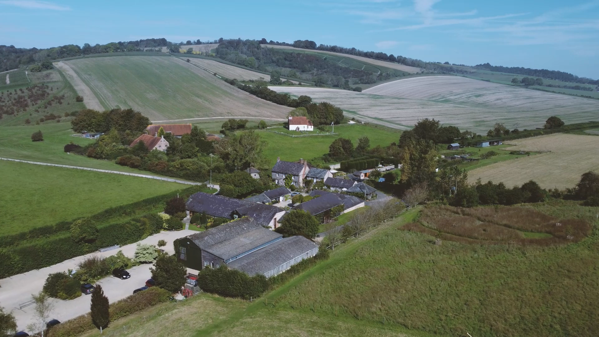 Upwaltham Barns Aerial